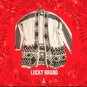 Lucky Brand Cardigan Taupe/Olive Green L